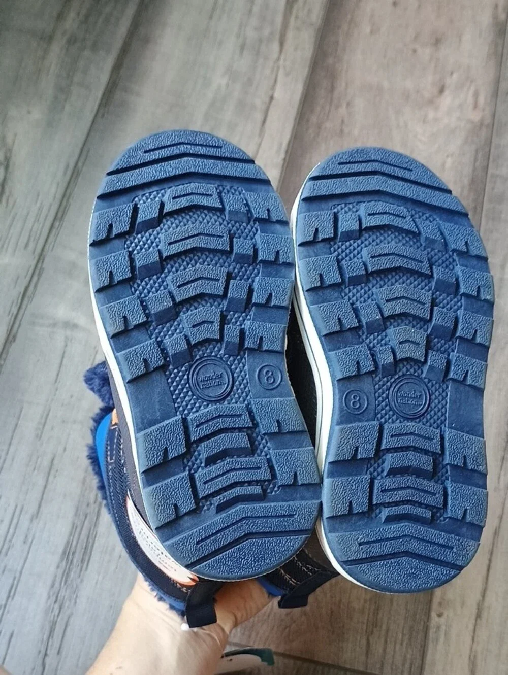 wonder nation Navy Blue and Gray Kids Snow Boots